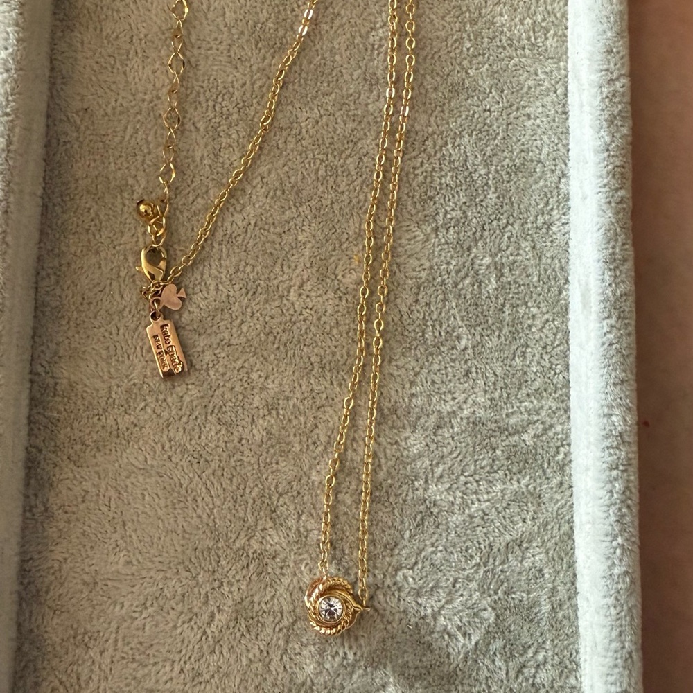 Gold Tone Pendant Necklace with Crystal Accent by Kate Spade